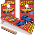 Retro Garage - Cornhole Board Wrap - Set of 2