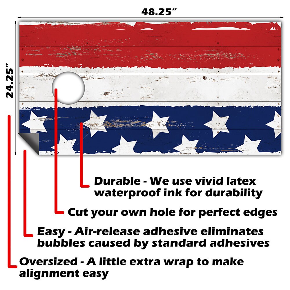 Stars and Stripes - Cornhole Board Wrap - Set of 2
