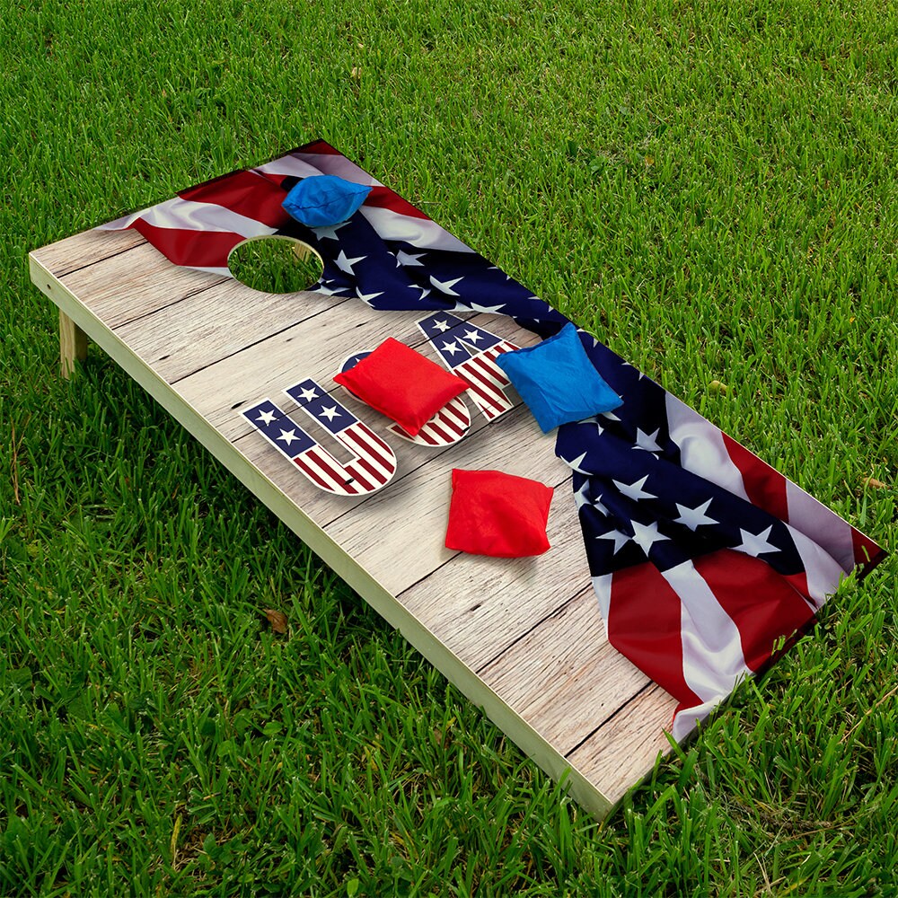 USA American Flag - Cornhole Board Wrap - Set of 2
