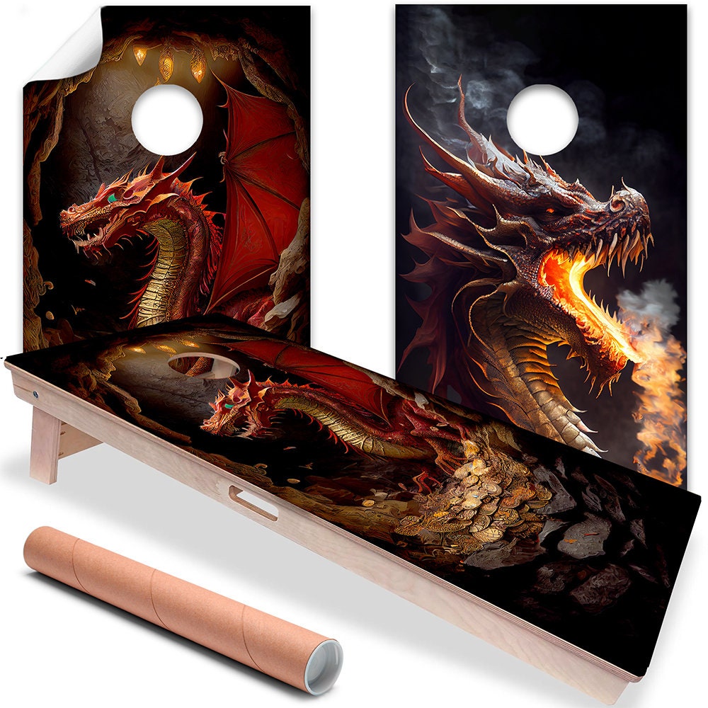 Fierce Fantasy Dragons - Cornhole Board Wrap - Set of 2