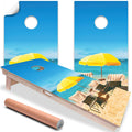 Chair Summer Beach House Sand - Cornhole Board Wrap - Set of 2