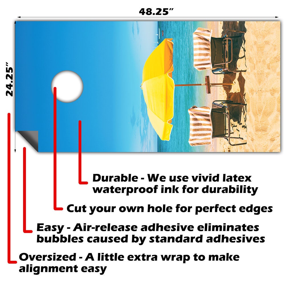 Chair Summer Beach House Sand - Cornhole Board Wrap - Set of 2