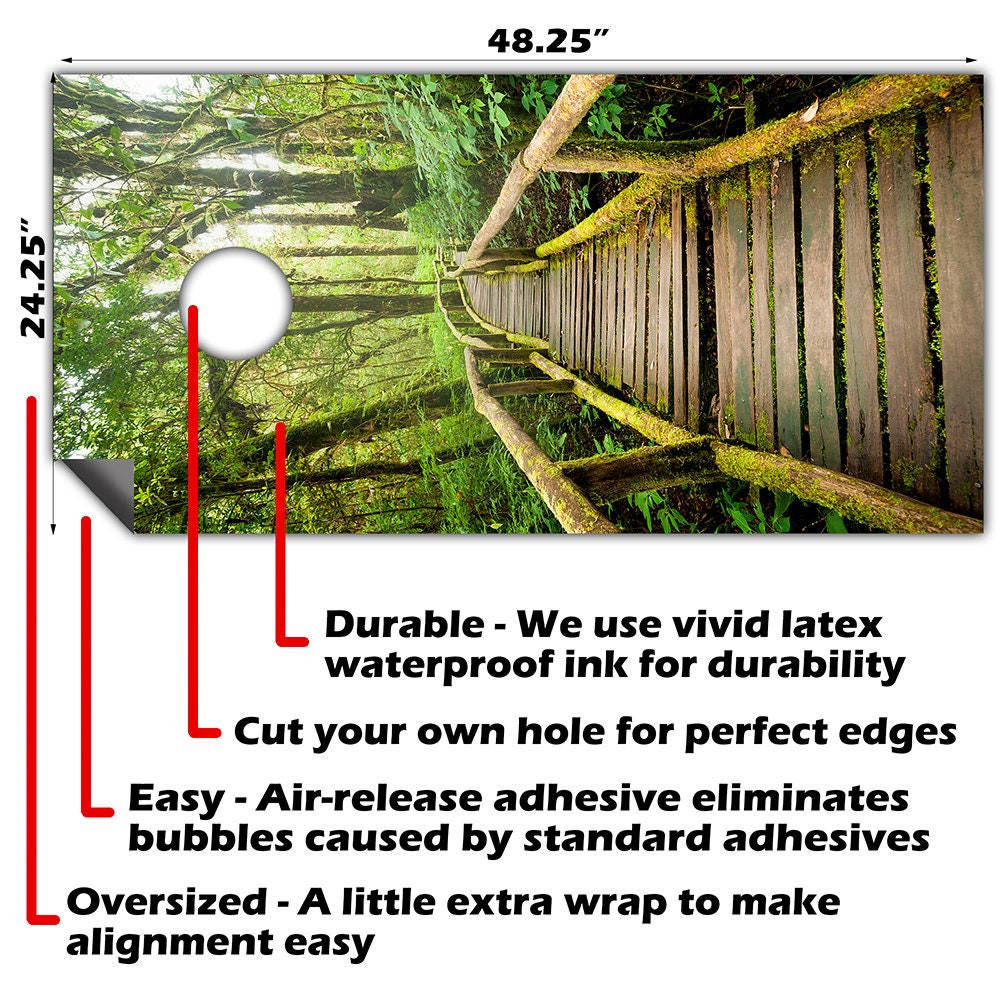 Misty Rainforest - Cornhole Board Wrap - Set of 2