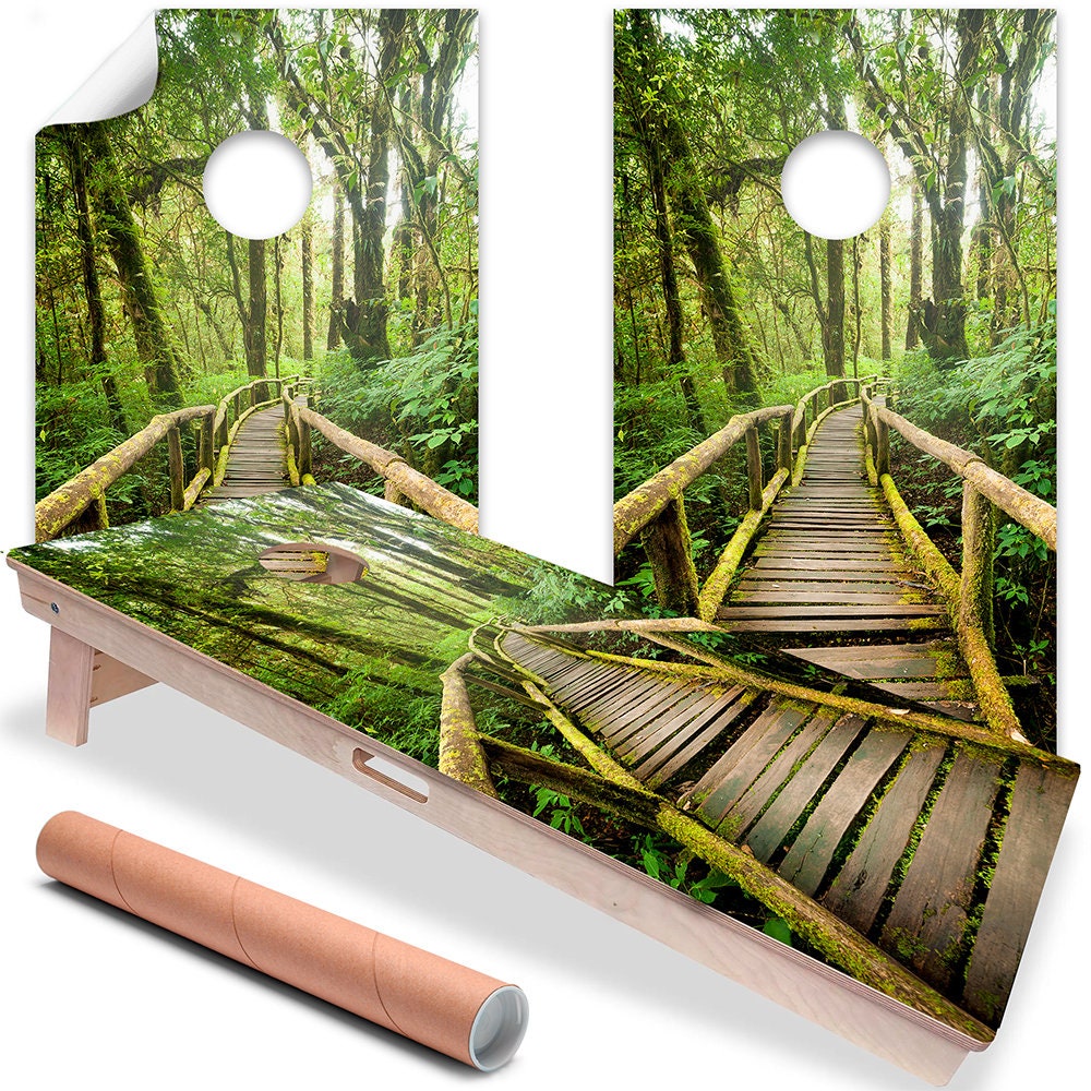 Misty Rainforest - Cornhole Board Wrap - Set of 2