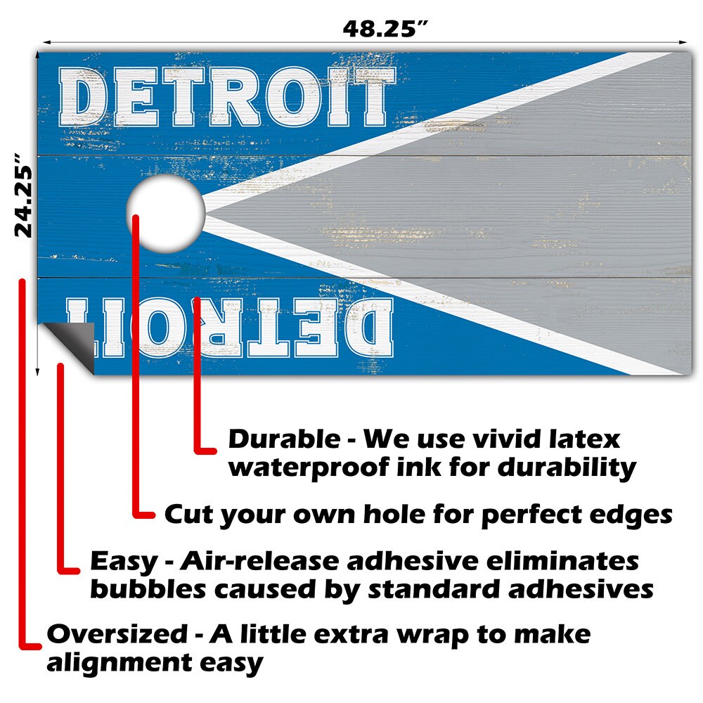 Detroit Football - Cornhole Board Wrap - Set of 2