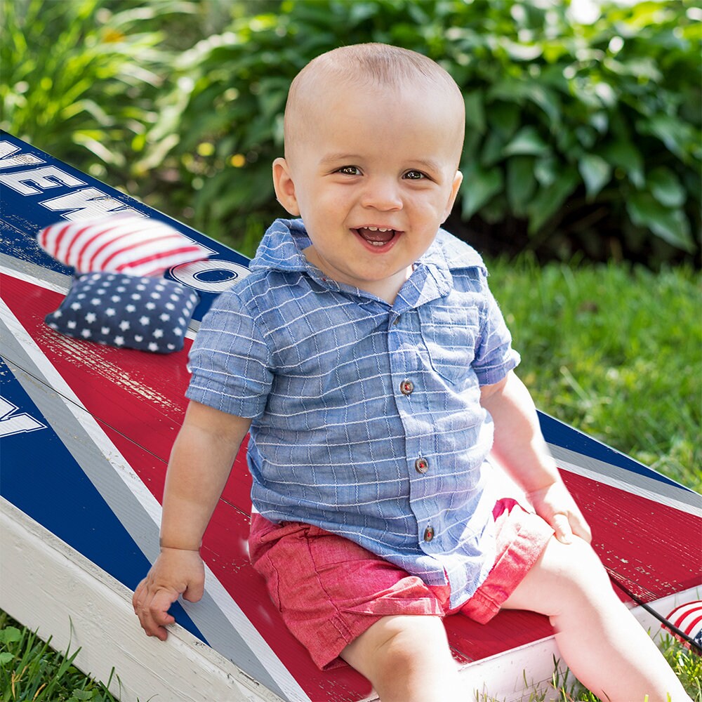 New York Blue Red Football - Cornhole Board Wrap - Set of 2