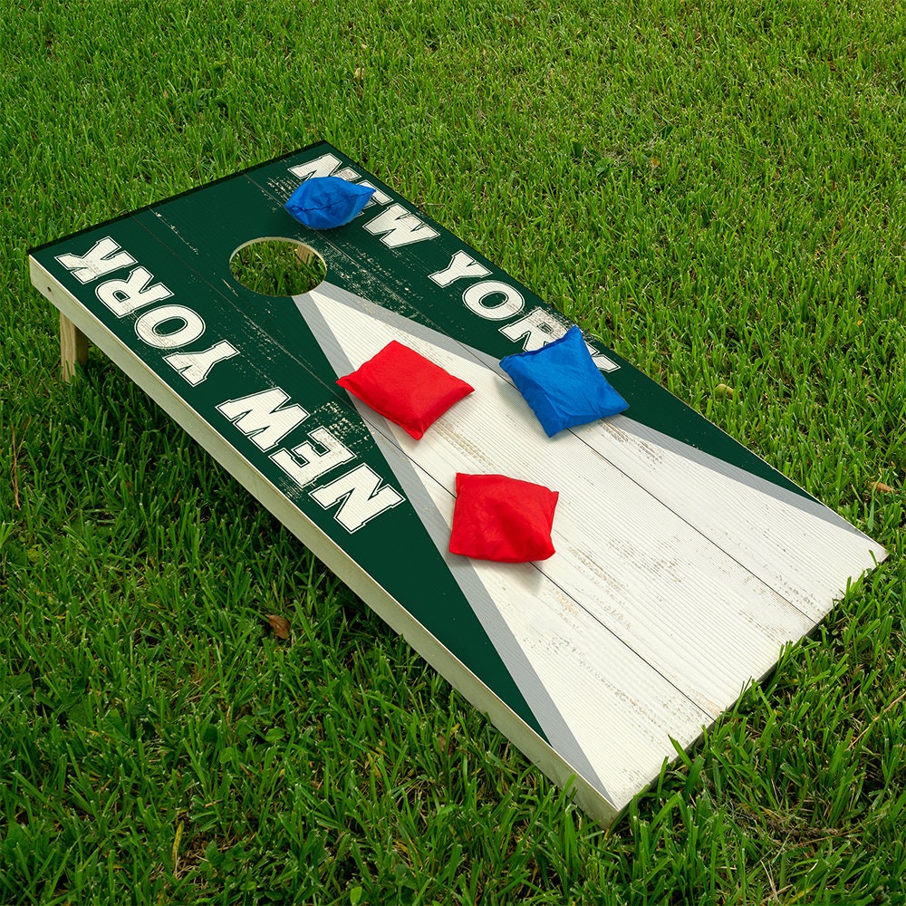 New York Green White Football - Cornhole Board Wrap - Set of 2