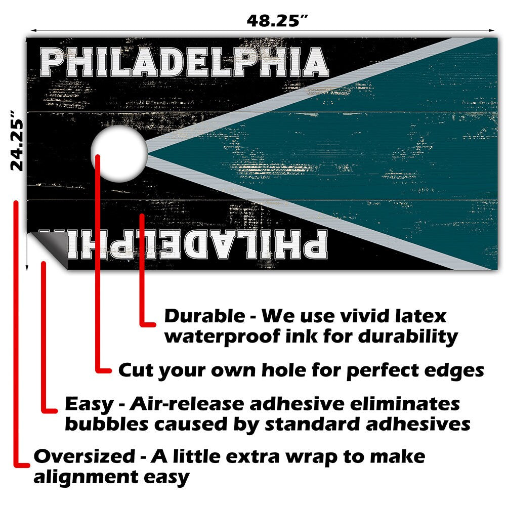 Philadelphia Football - Cornhole Board Wrap - Set of 2