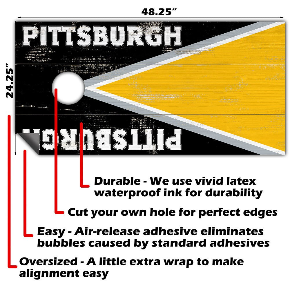 Pittsburgh Football - Cornhole Board Wrap - Set of 2
