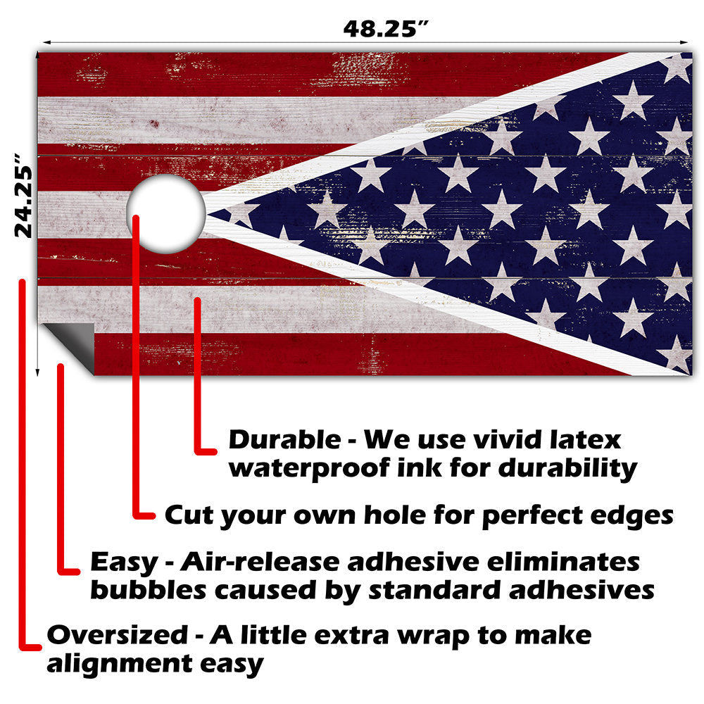 American Flag Triangle - Cornhole Board Wrap - Set of 2