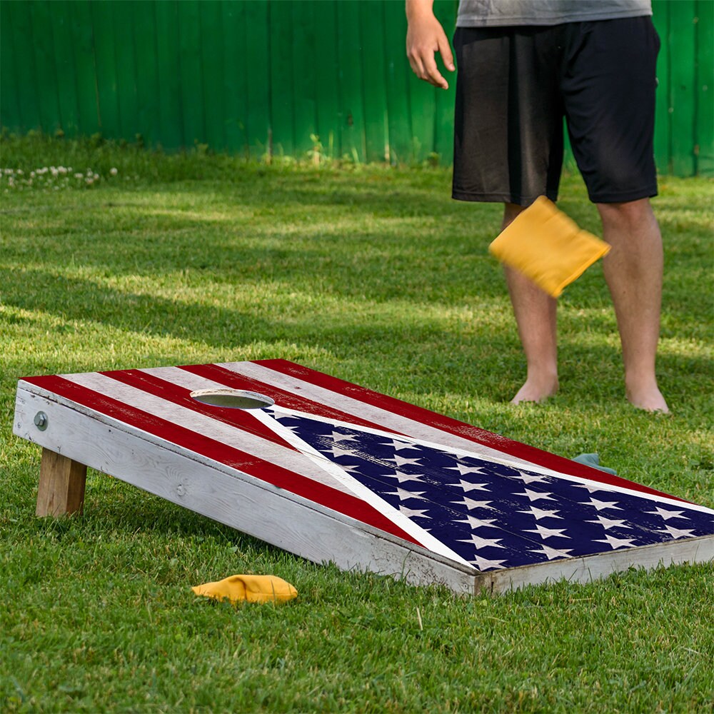 American Flag Triangle - Cornhole Board Wrap - Set of 2