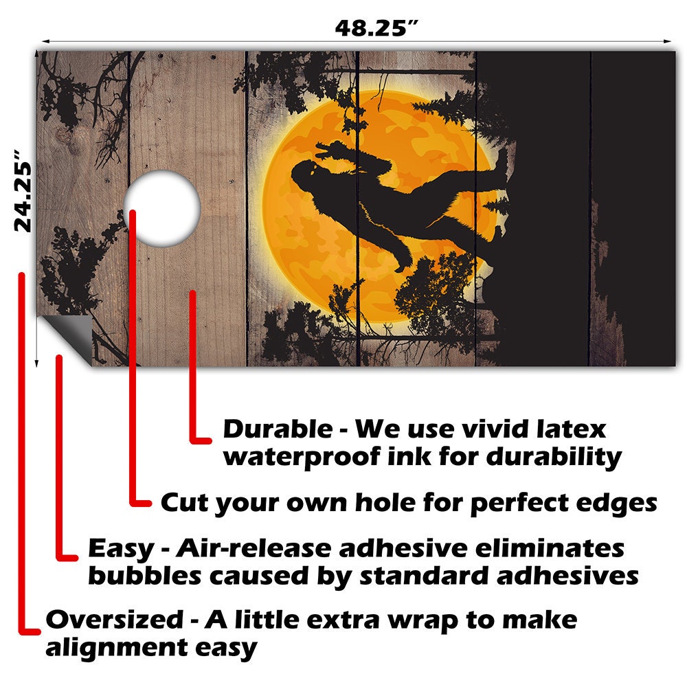 Big Foot in the Woods - Cornhole Board Wrap - Set of 2