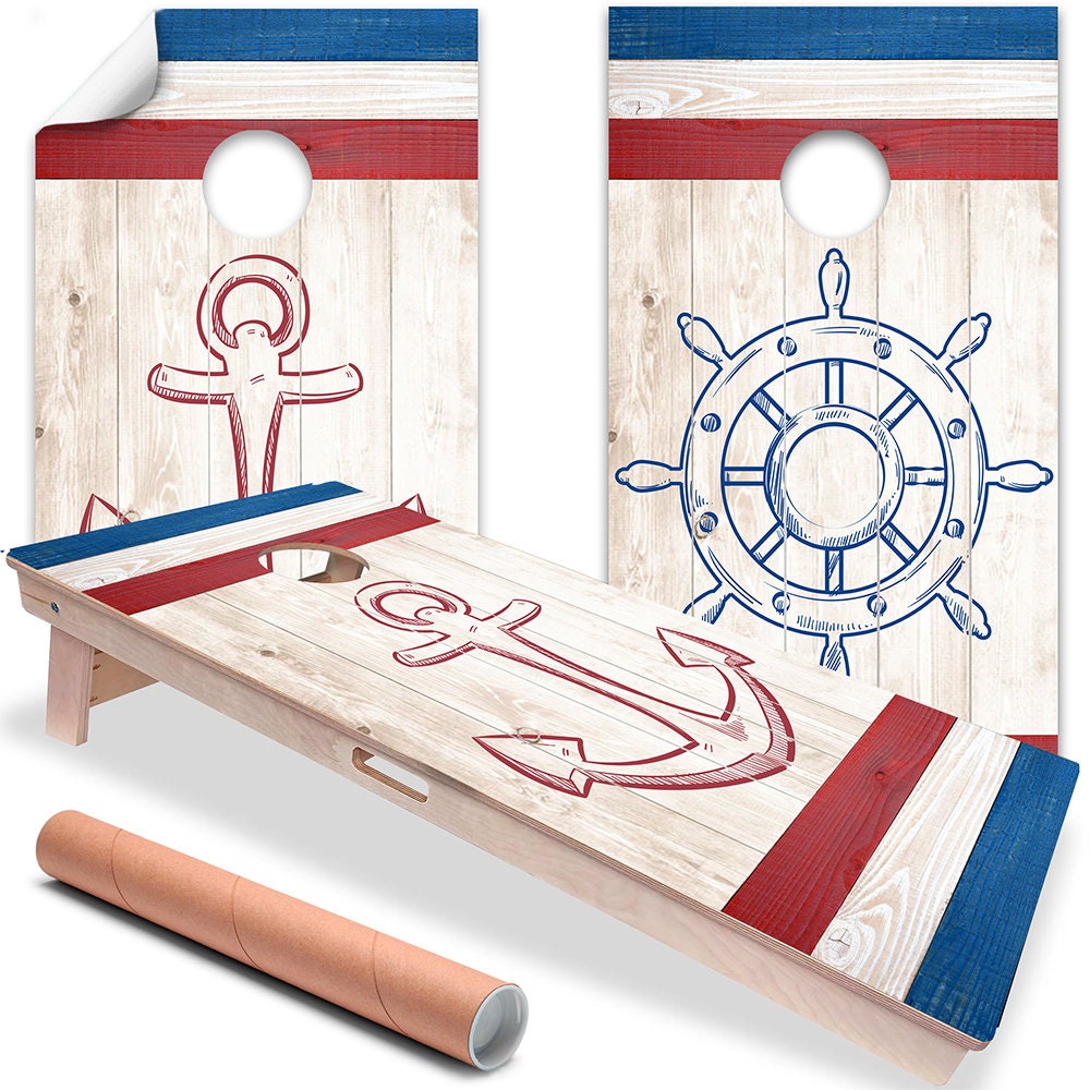 Nautical - Cornhole Board Wrap - Set of 2