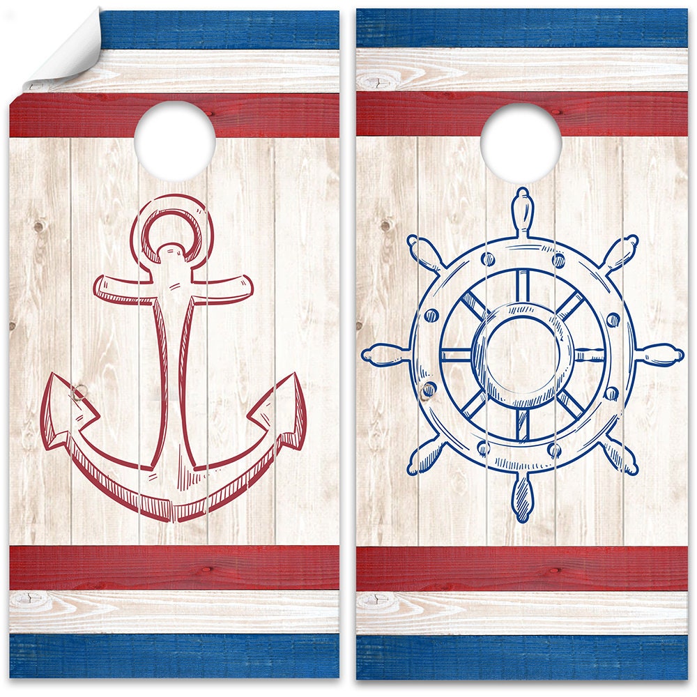 Nautical - Cornhole Board Wrap - Set of 2