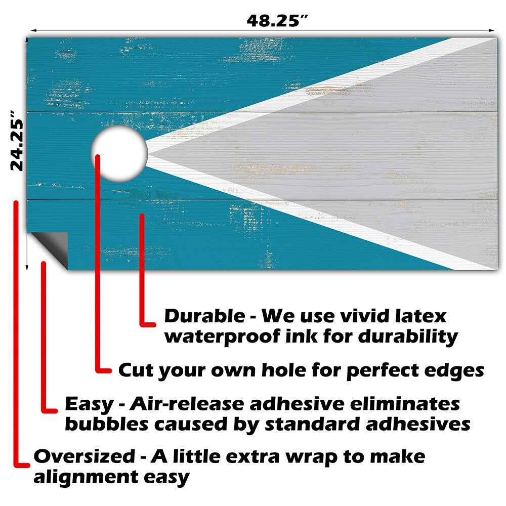 Teal Triangle - Cornhole Board Wrap - Set of 2