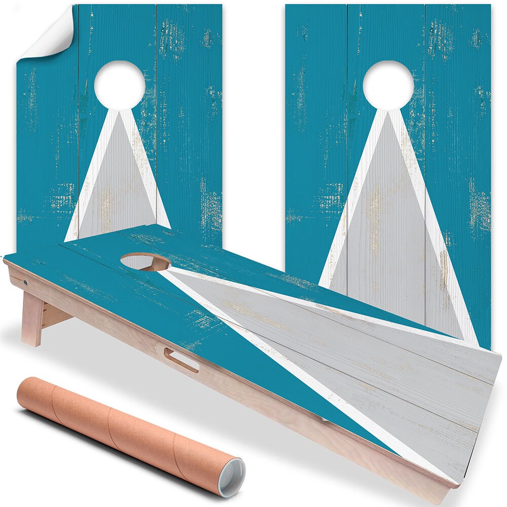 Teal Triangle - Cornhole Board Wrap - Set of 2