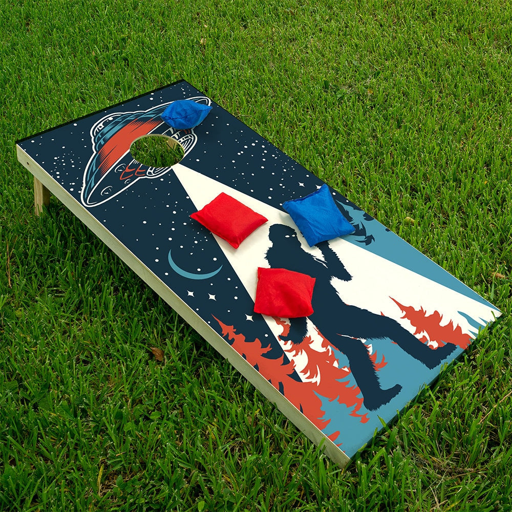 UFO and Big Foot - Cornhole Board Wrap - Set of 2