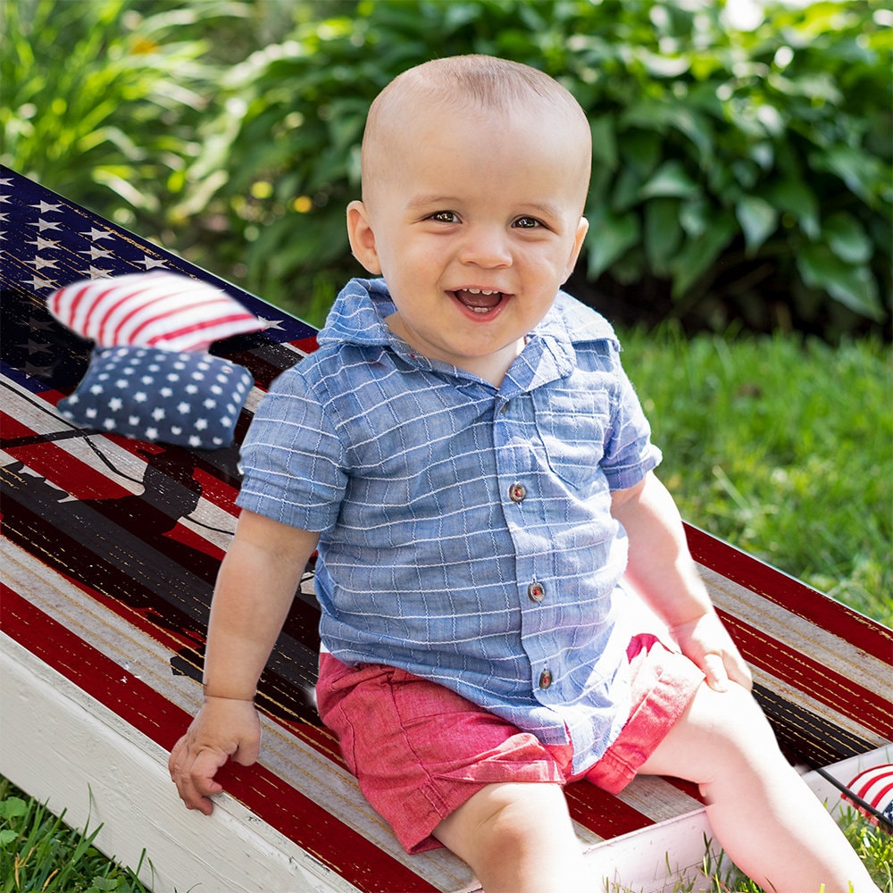 American Flag Electric Lineman - Cornhole Board Wrap - Set of 2