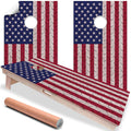 USA American Flag on Steel - Cornhole Board Wrap - Set of 2
