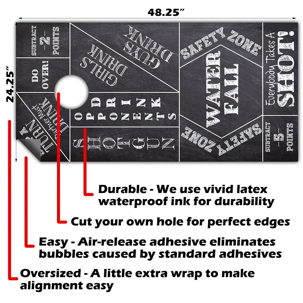 Chalkboard Drinking Game - Cornhole Board Wrap - Set of 2