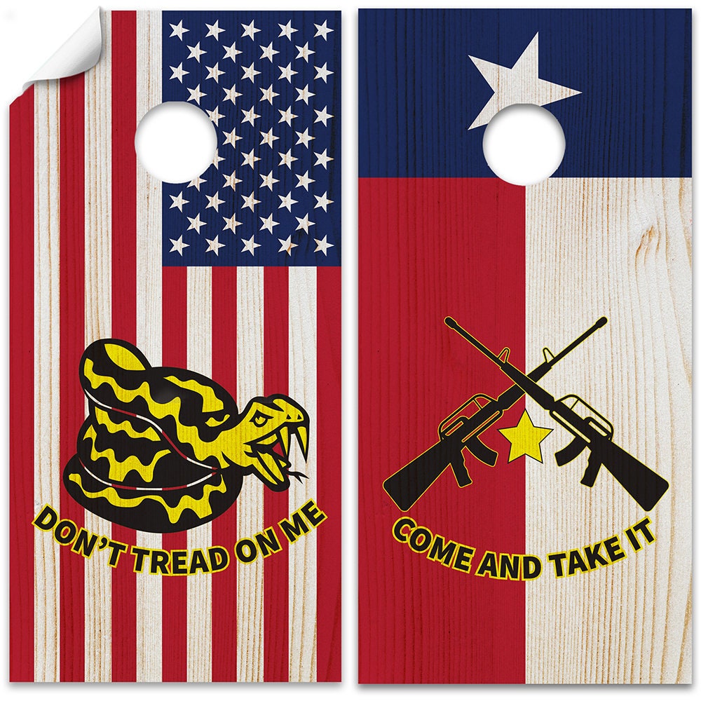 American Flag and Texas - Cornhole Board Wrap - Set of 2