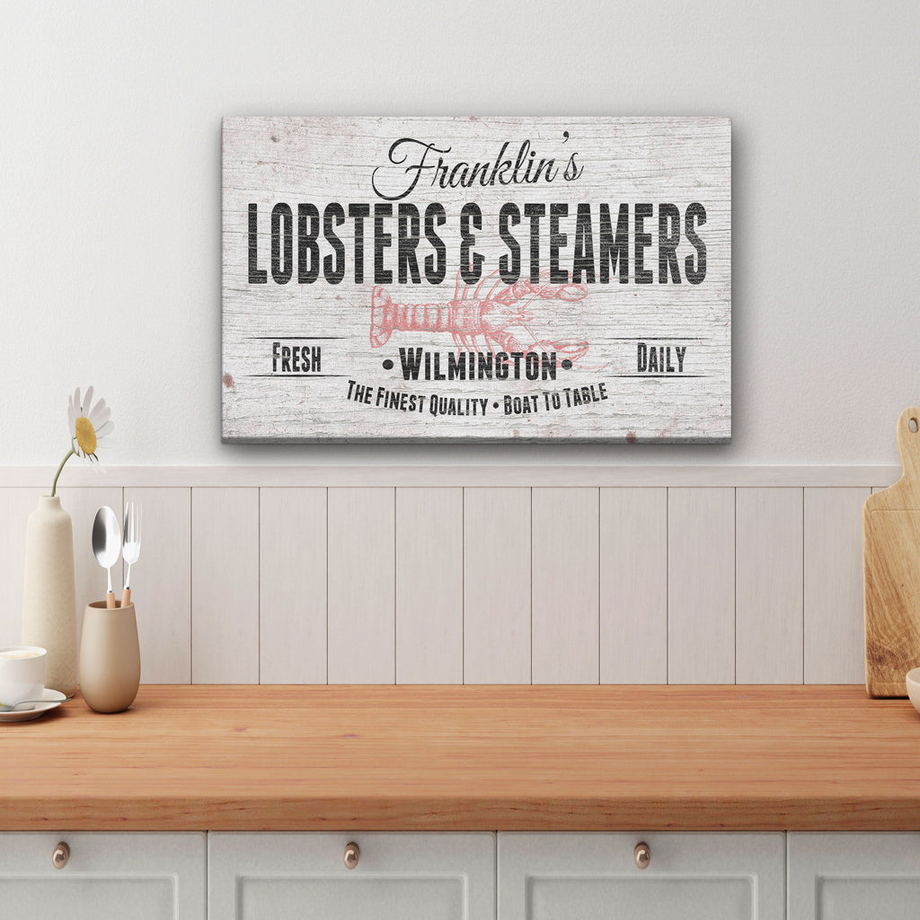 Personalized Lobster and Seafood Restaurant Canvas Wall Art