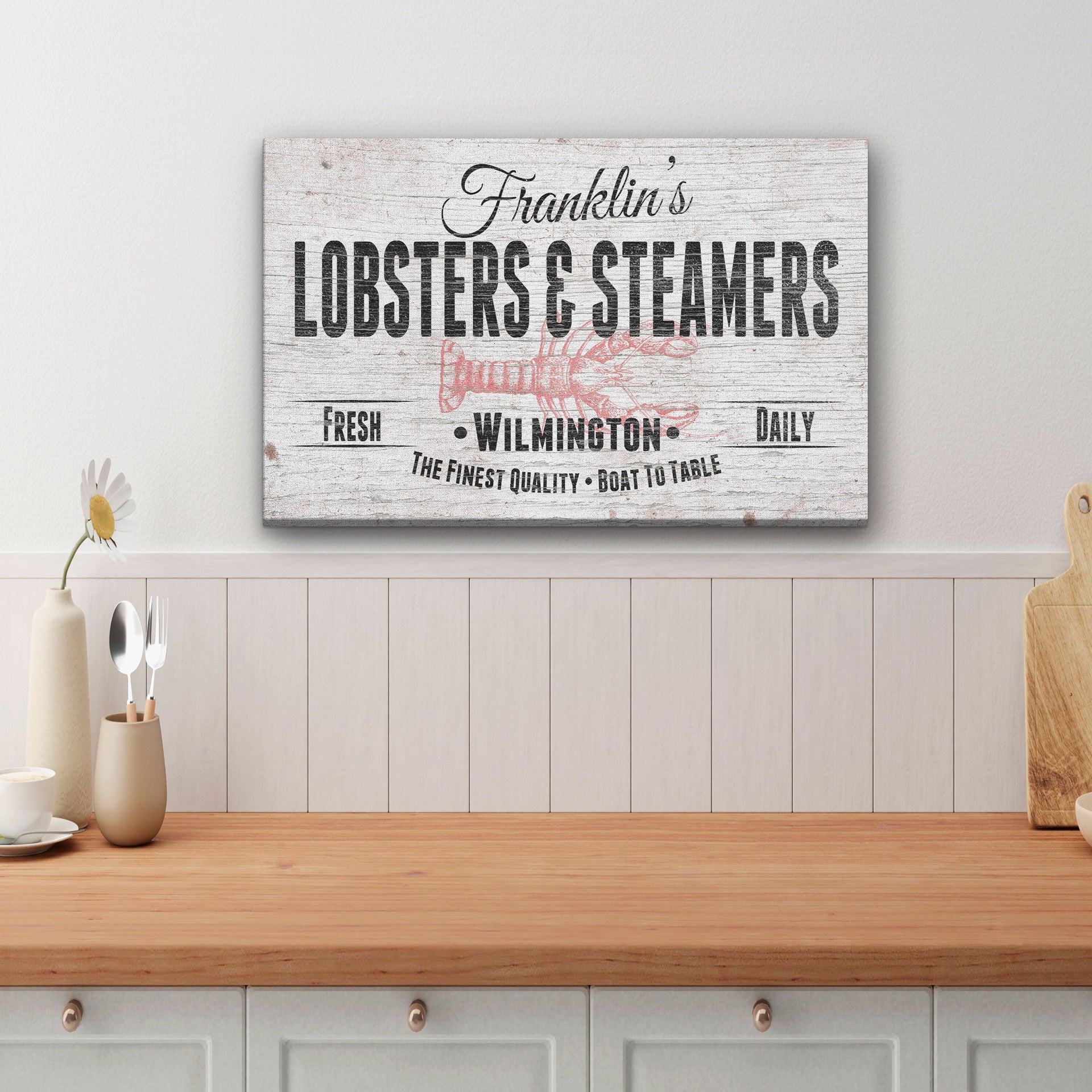 Personalized Lobster and Seafood Restaurant Canvas Wall Art
