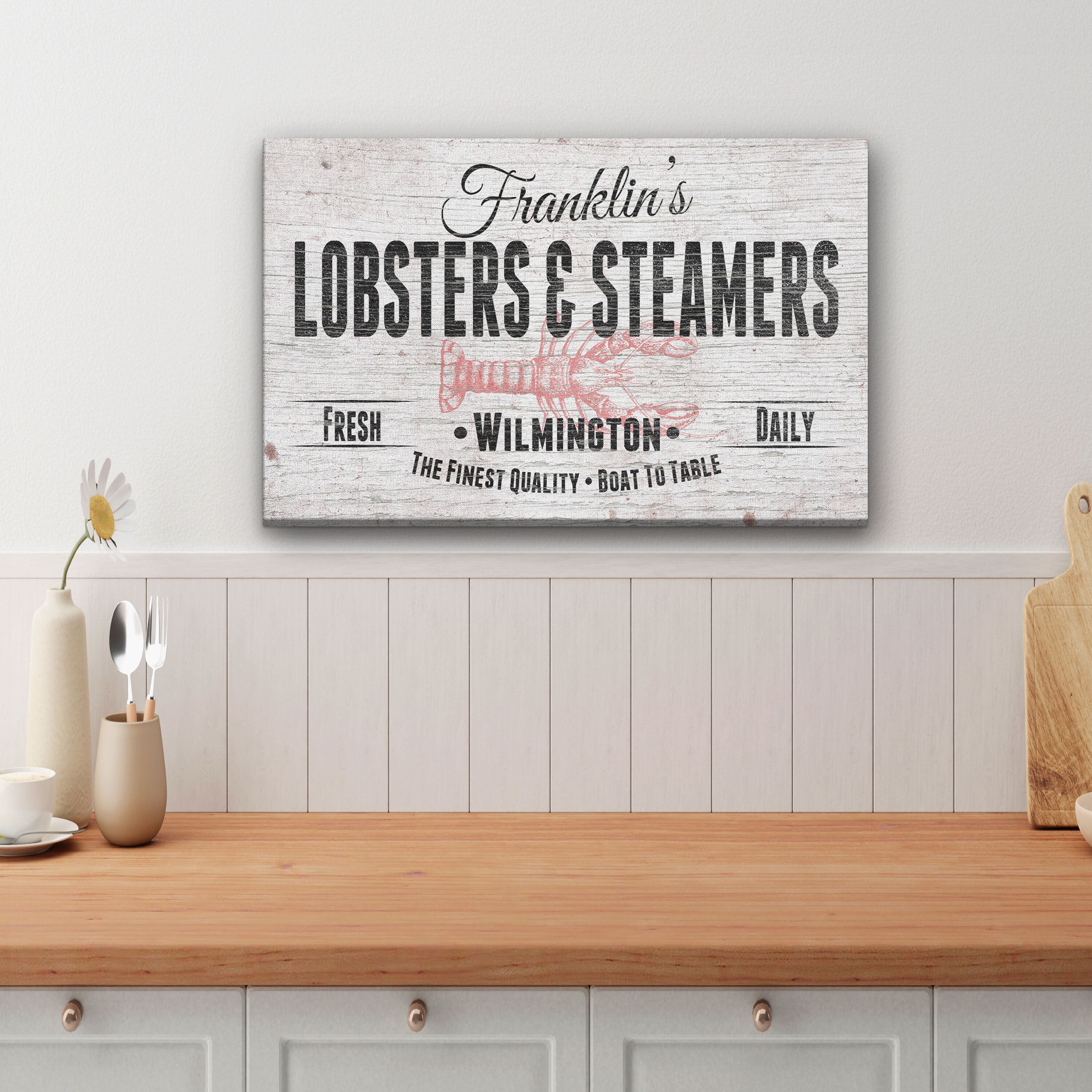 Personalized Lobster and Seafood Restaurant Canvas Wall Art