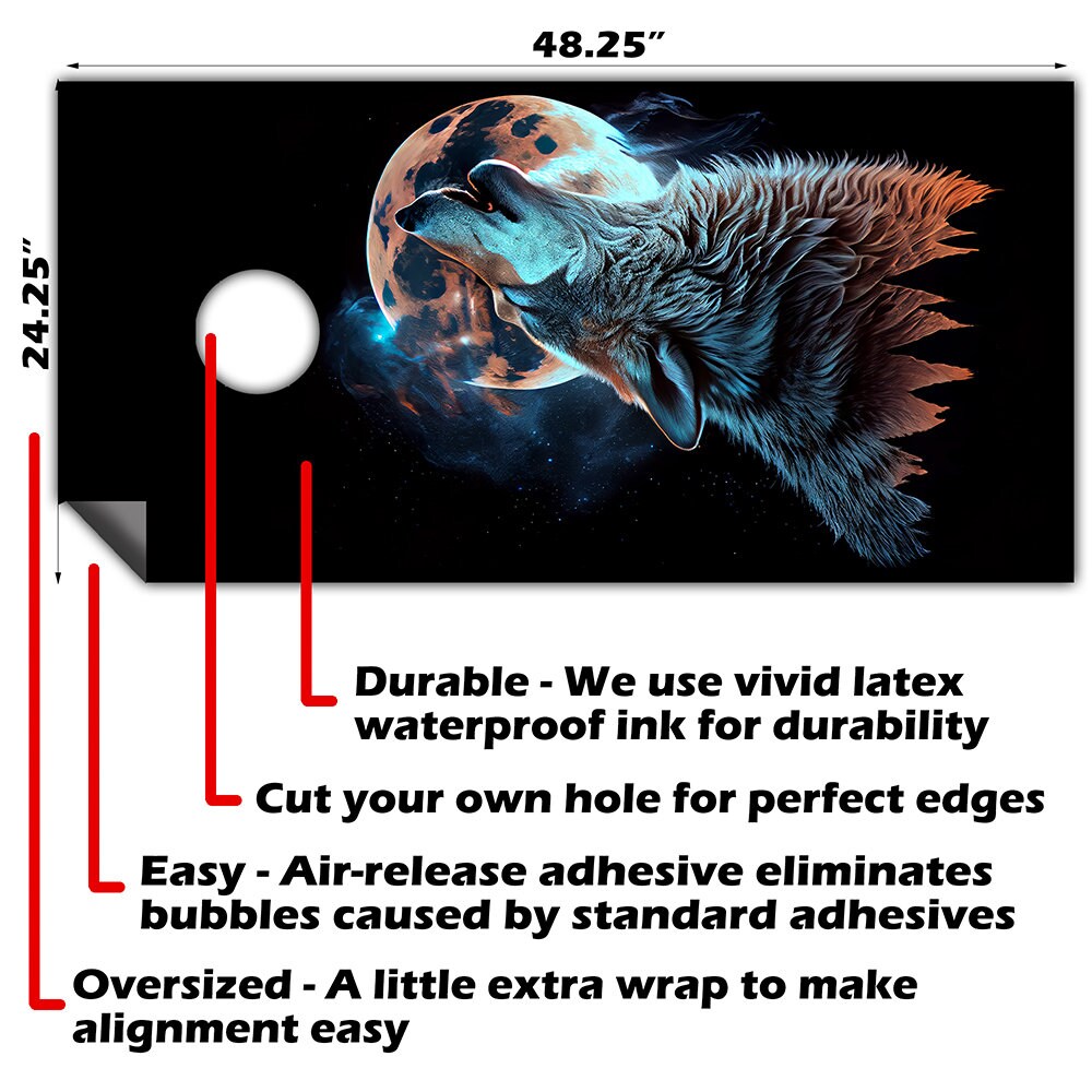 Howling Wolf - Cornhole Board Wrap - Set of 2