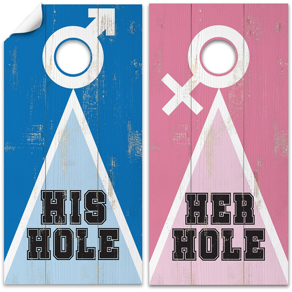 His Hole Her Hole - Cornhole Board Wrap - Set of 2