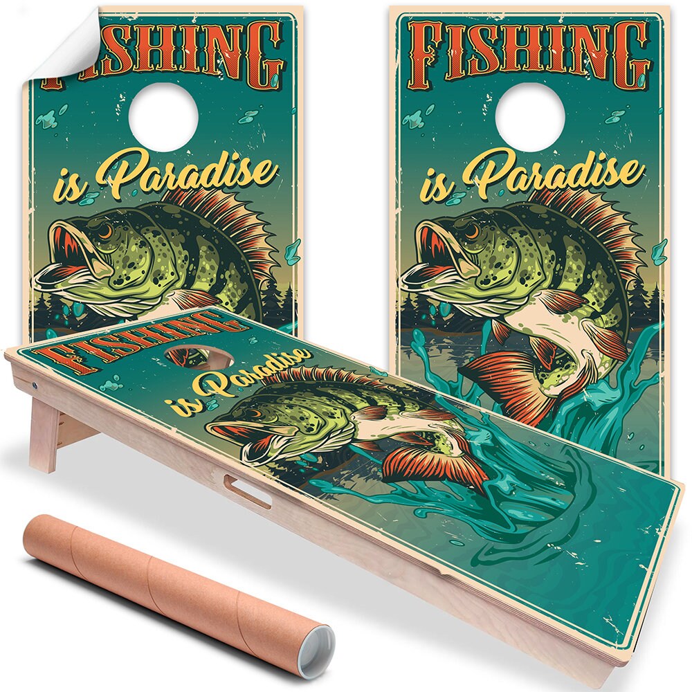 Bass Fishing - Cornhole Board Wrap - Set of 2