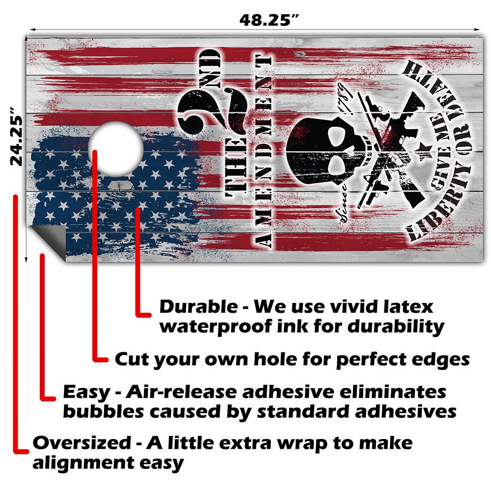 2nd Amendment - Cornhole Board Wrap - Set of 2