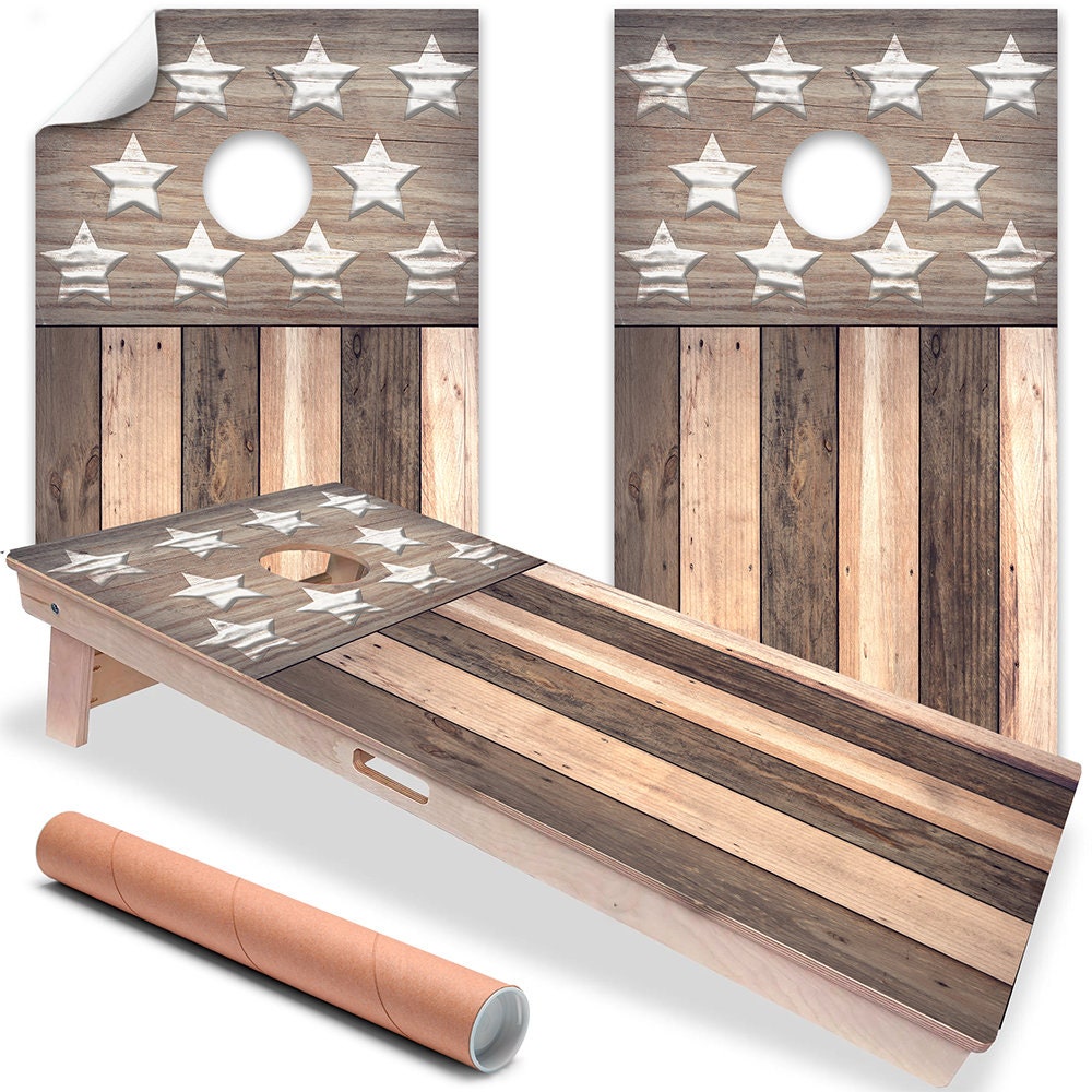 Brown Distressed American Flag - Cornhole Board Wrap - Set of 2