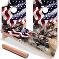 American Flag Military - Cornhole Board Wrap - Set of 2