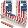 Cracked Wood Flag - Cornhole Board Wrap - Set of 2