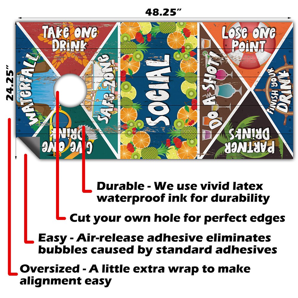 Drinking Game Ver 2 - Cornhole Board Wrap - Set of 2