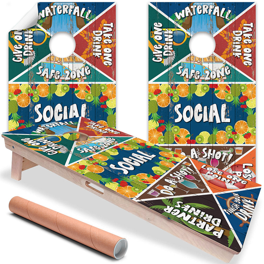 Drinking Game Ver 2 - Cornhole Board Wrap - Set of 2