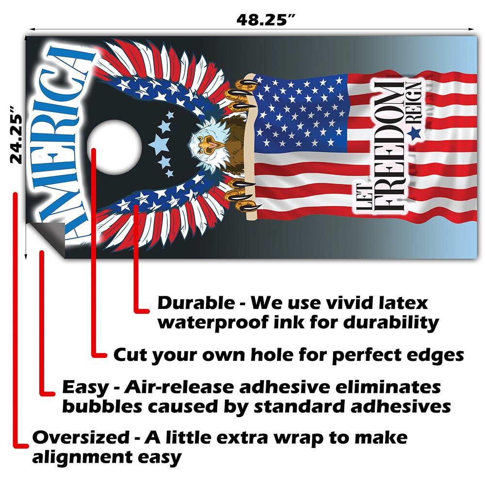 Eagle and Flag - Cornhole Board Wrap - Set of 2