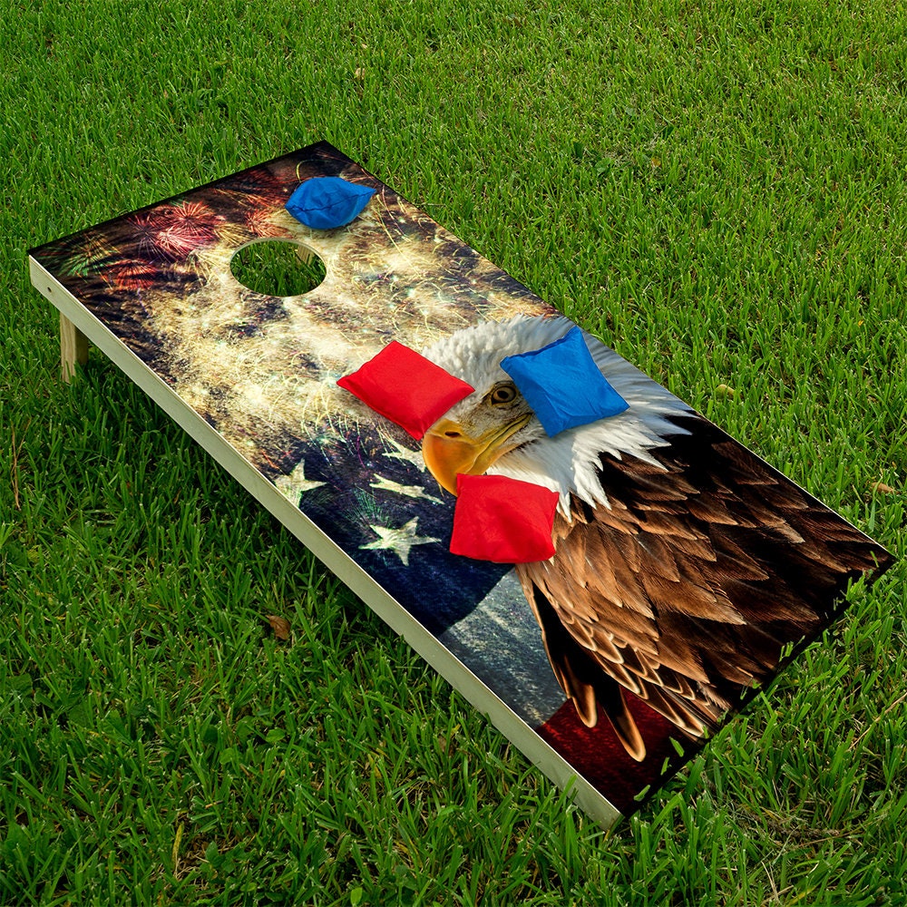 Eagle Flag Fireworks - Cornhole Board Wrap - Set of 2