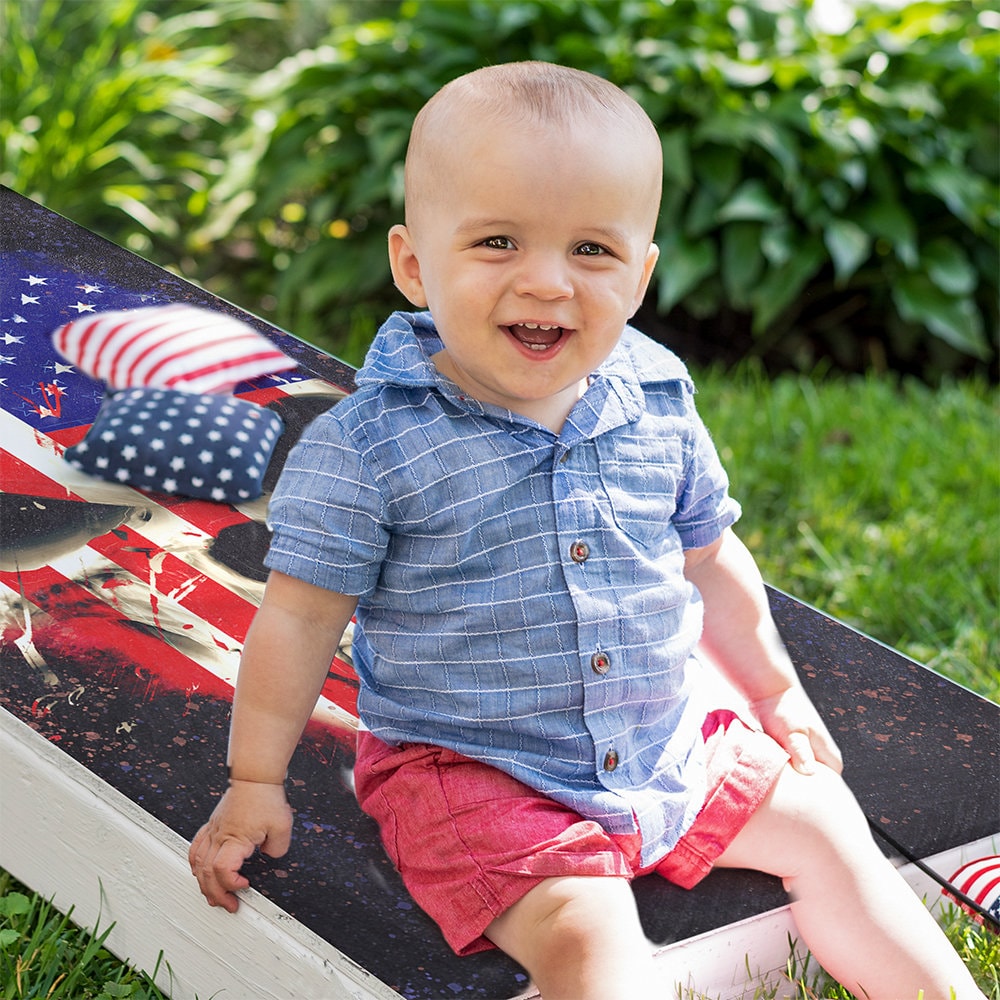 Flag Skull - Cornhole Board Wrap - Set of 2