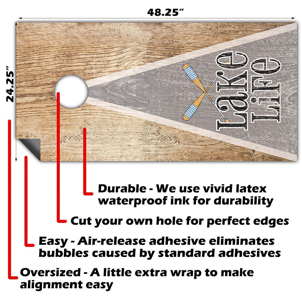 Lake Life - Cornhole Board Wrap - Set of 2