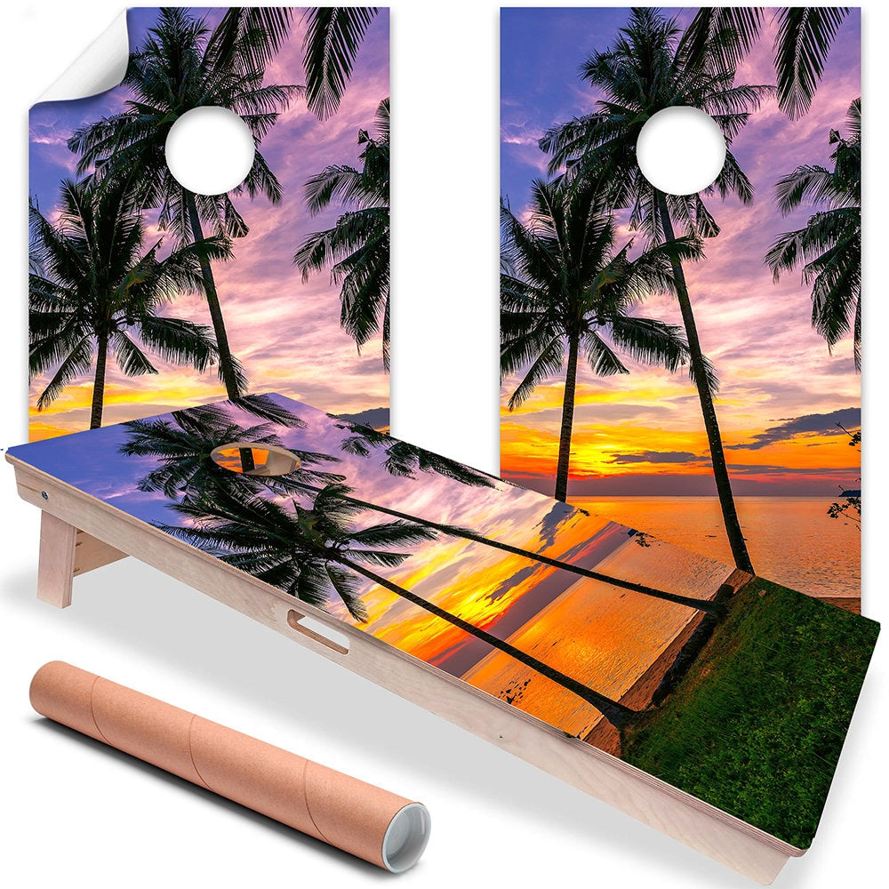 Palm Beach Sunset - Cornhole Board Wrap - Set of 2