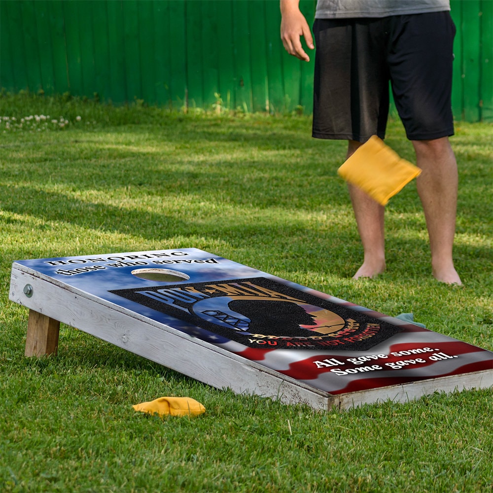 POW MIA American Flag - Cornhole Board Wrap - Set of 2