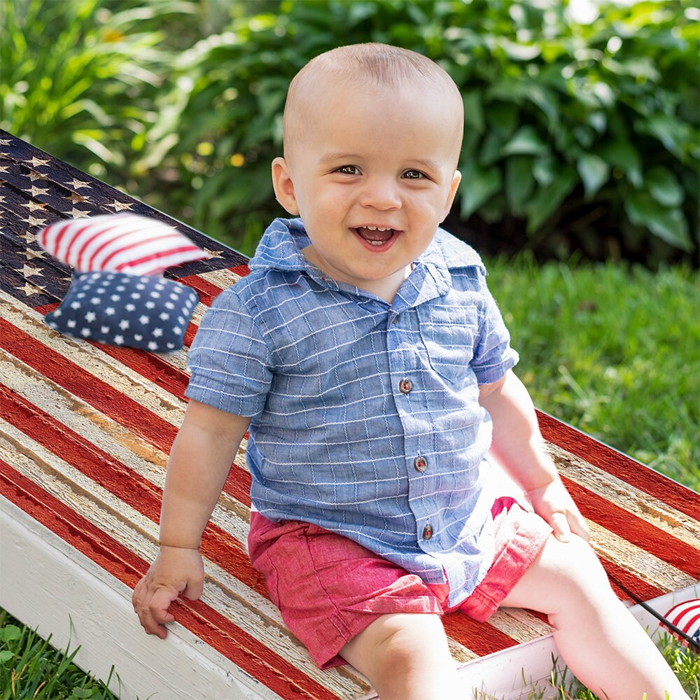 Rustic American Flag - Cornhole Board Wrap - Set of 2