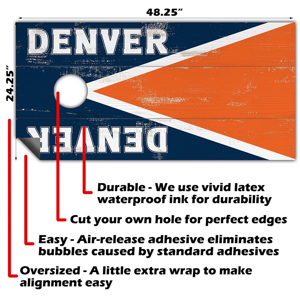 Denver Footall - Cornhole Board Wrap - Set of 2