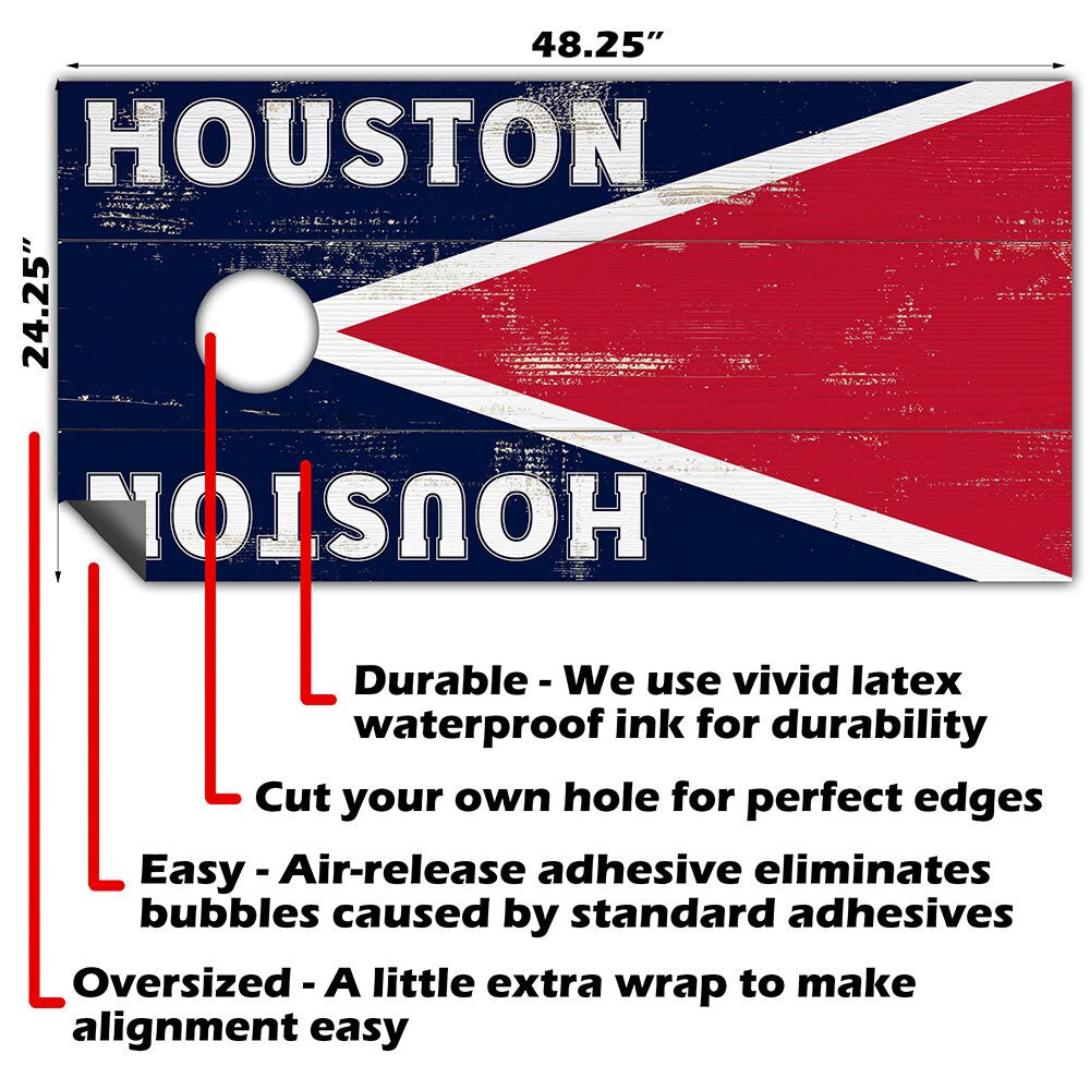 Houston Football - Cornhole Board Wrap - Set of 2