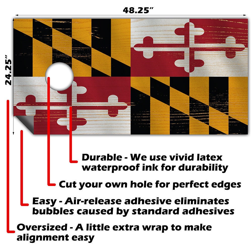 Maryland State - Cornhole Board Wrap - Set of 2