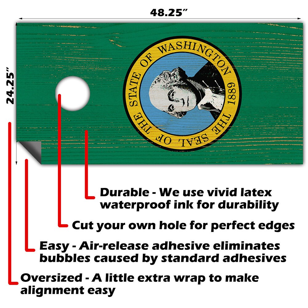 Washington State - Cornhole Board Wrap - Set of 2