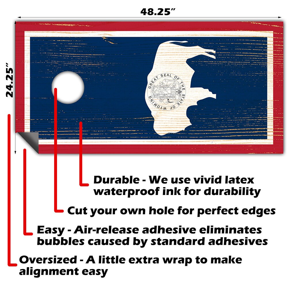 Wyoming State Flag Cornhole Board Wrap Set Custom Vinyl Decals - Image 3