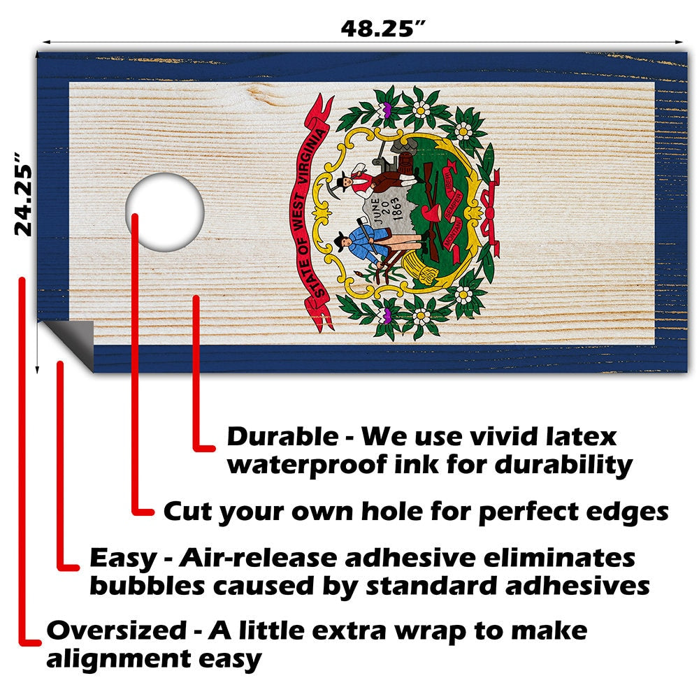 West Virginia State - Cornhole Board Wrap - Set of 2